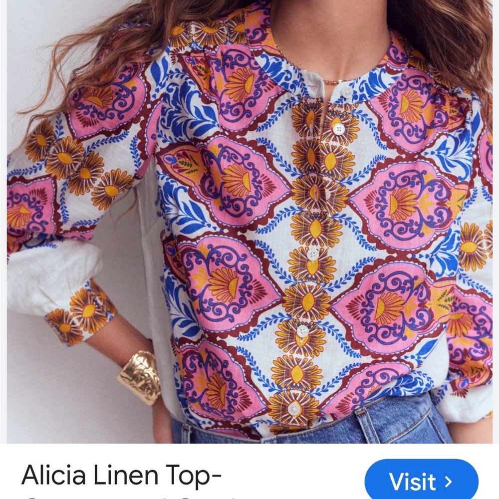 Boden Alicia Linen Top NWT US 6 ornamental garden current $190 online!